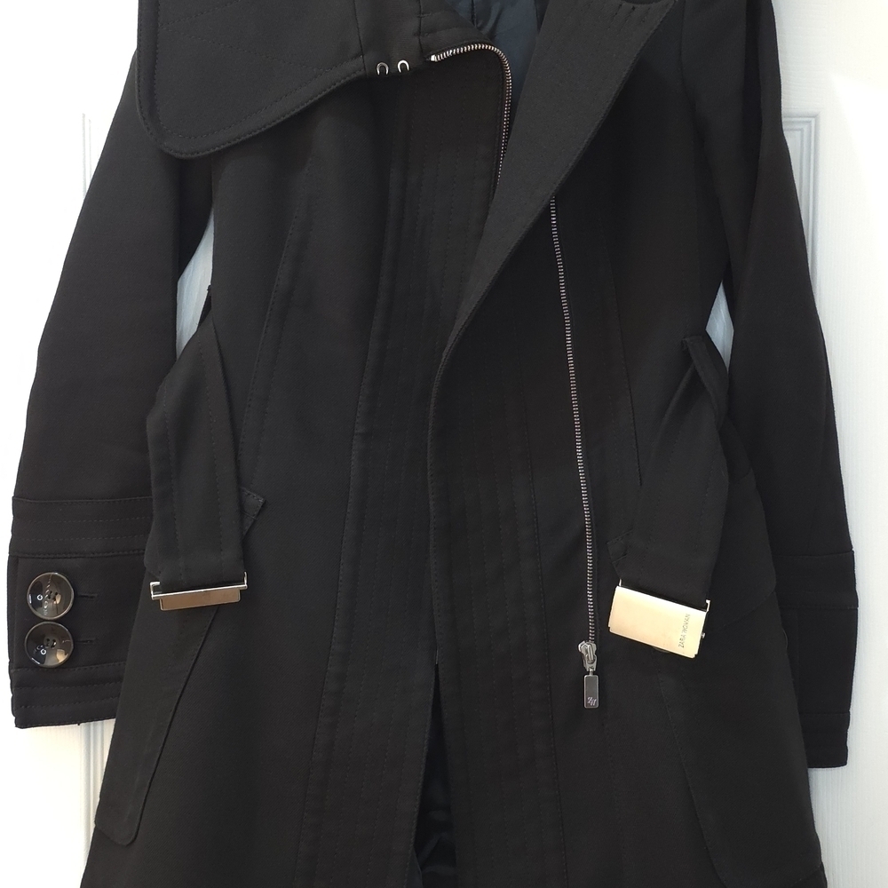 Zara Military Style Trench Coat Cotton Blend Size S No Stretch - Picture 3 of 13